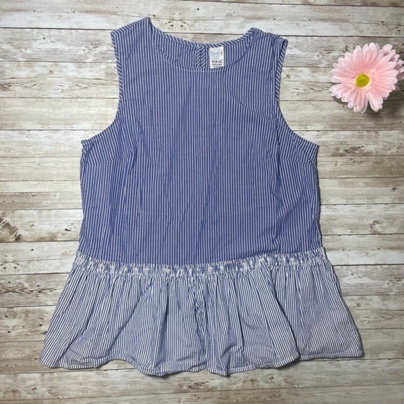 STRIPED Sleeveless Peplum Top Medium - Picture 1 of 5